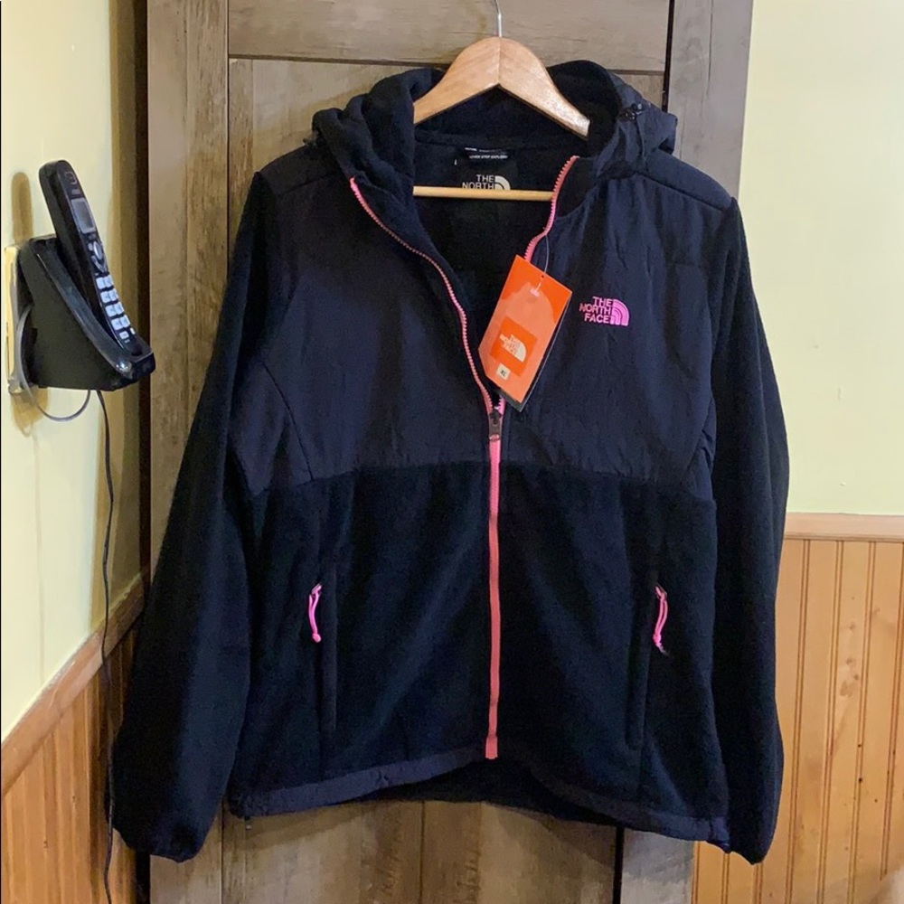 The North Face Women's Black Fleece Jacket with Pink Accents